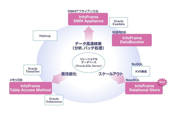 メモリDBや、データの高速参照のためのアプライアンス製品に加え大容量データ処理製品を順次強化