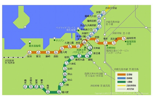 福岡市地下鉄路線図