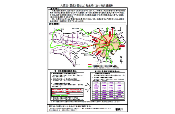 チラシ「大震災（震度6弱以上）発生時における交通規制」