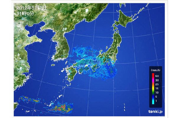 5月2日午前11時の雨雲の動き