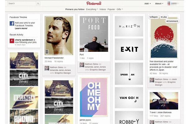 「Pinterest」トップページ