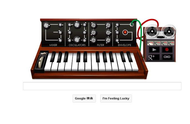 今日のGoogleロゴ。実際に音も出せ、シンセに心得のある人は遊べる仕様に