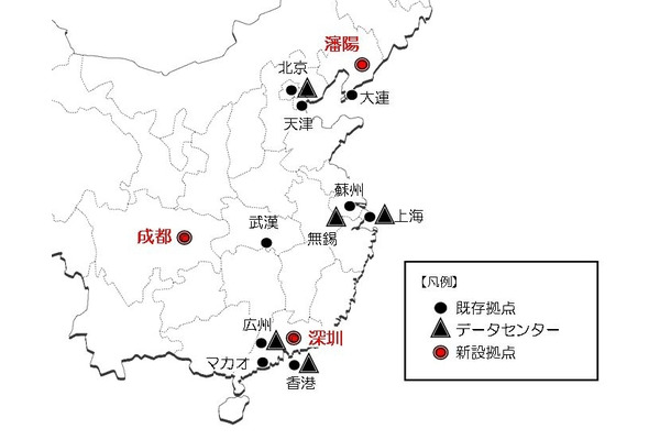 中国大陸におけるNTT Comグループの拠点所在図