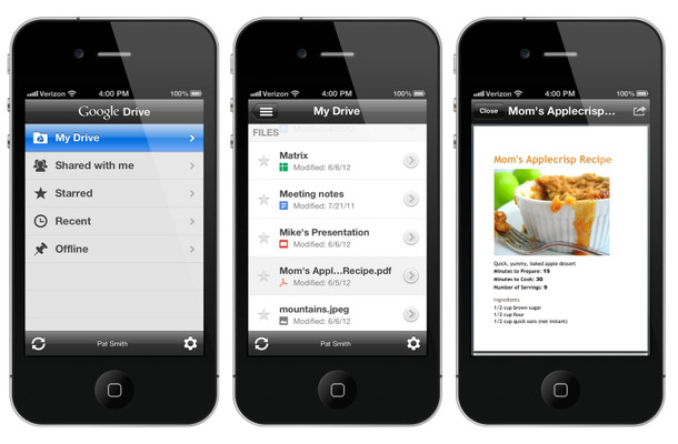 iOSアプリのGoogle Drive、Google Chromeでも利用できる。