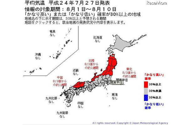 異常天候早期警戒情報、8月1日〜10日