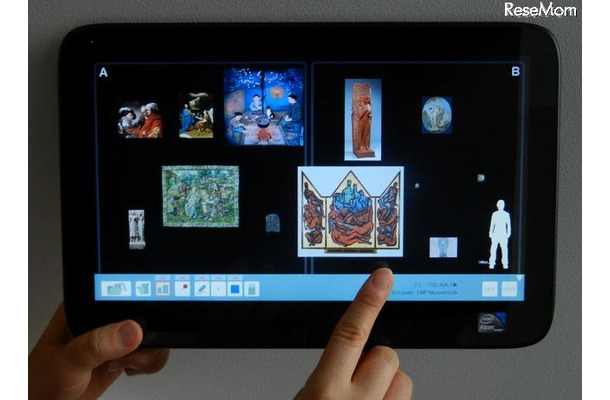 ミュージアムラボの一環として開発されたアプリをインストールしたタブレット端末