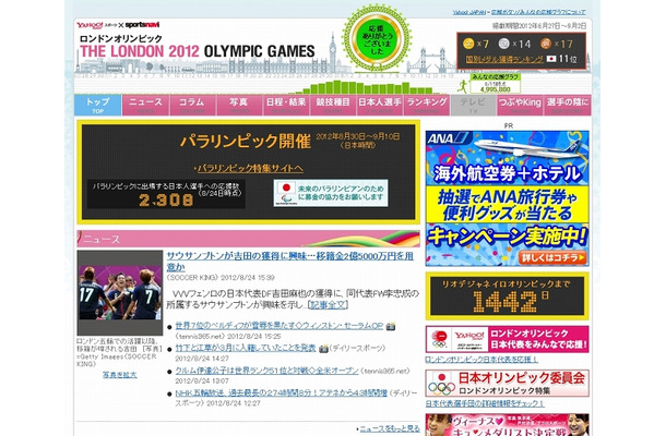 Yahoo!スポーツ×sportsnavi「ロンドンオリンピック特集」