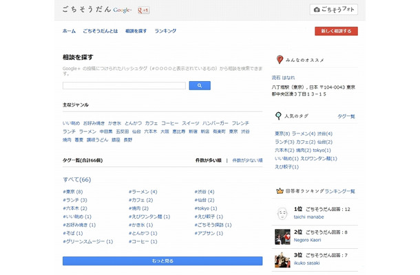 Google＋「ごちそうだん」トップページ