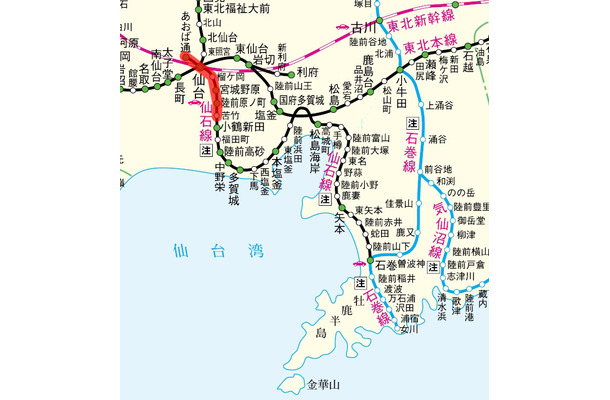 今回携帯電話サービスが利用可能となった路線（赤色）