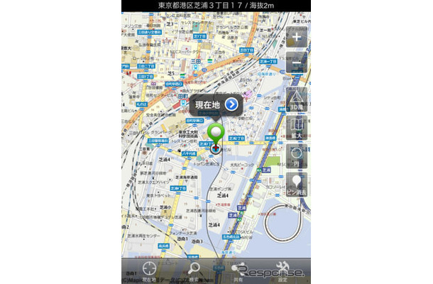 iPhoneアプリ、地図マピオン