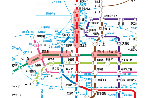 今回新たに携帯電話サービスが利用可能となる路線（赤色）