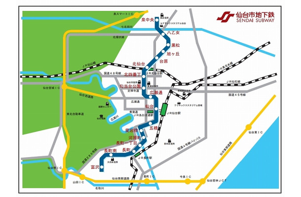 仙台市地下鉄 南北線路線図