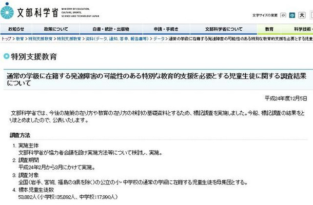 文科省ウェブサイト「特別支援教育」