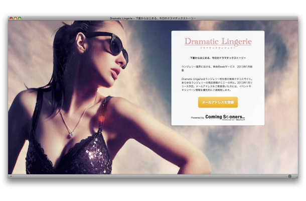 Dramatic Lingerie。メールアドレスの登録ができる。