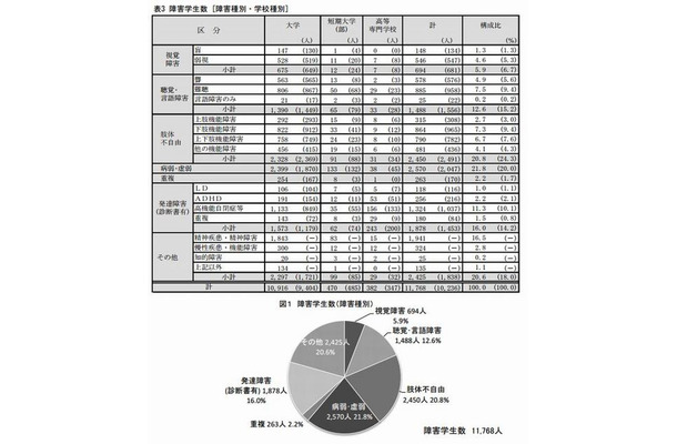 授業支援実施状況（授業支援内容別・障害種別）