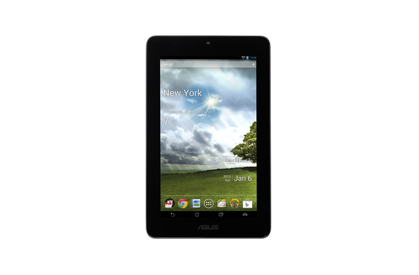 Android 4.1.1を搭載した7型タブレット「ASUS MeMO Pad ME172V」。購入者には3,150円分の「eBook図書券」などの特典も