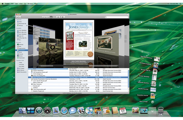 公開された「Mac OS X Leopard」のスクリーン