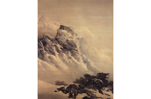 山元春挙 《ロッキーの雪》（ビロード友禅 《世界三景 雪月花》下絵） 1905年 高島屋史料館蔵