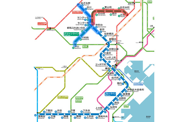 新たに利用可能となる路線（赤色表示）／現在すでに利用可能な路線（青色表示）