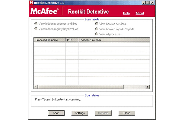 Rootkit Detectiveのサンプル画面