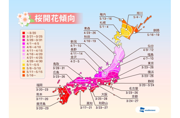 桜の開花傾向