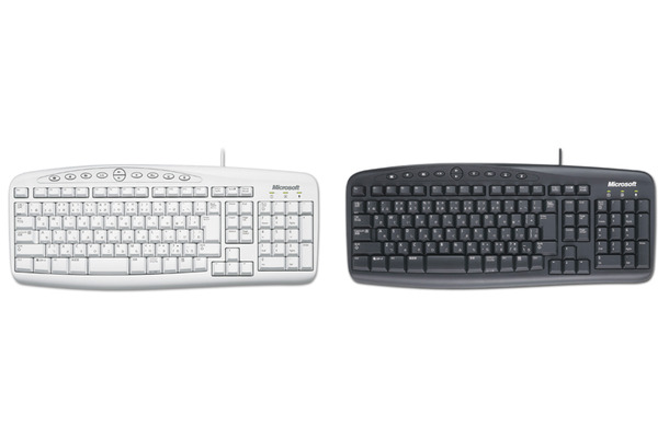 Microsoft Wired Desktop 500（キーボード、左からホワイト/ブラック）