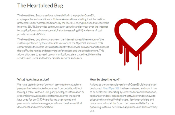 「Heartbleed Bug」サイト