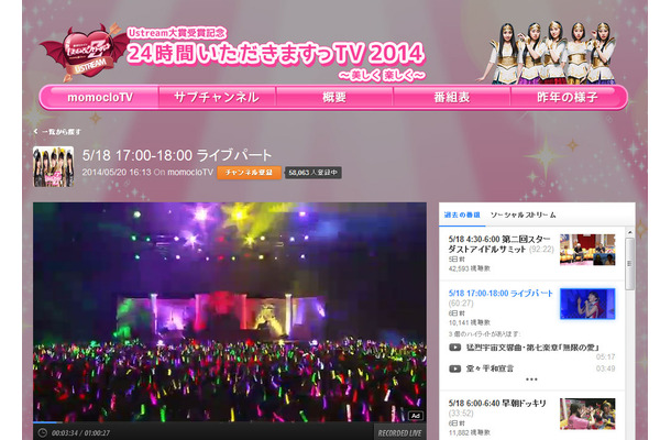 「Ustream大賞受賞記念 24時間いただきますっTV 2014 ～美しく 楽しく～」メインチャンネル