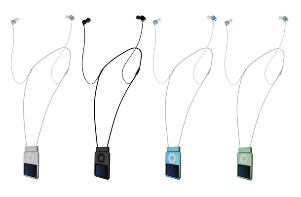 radStrap for iPod nano 3rd Generation（左からシルバー/ブラック/シアンブルー/グリーン、iPod nanoは別売）