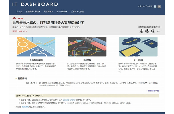 「ITダッシュボード」サイト