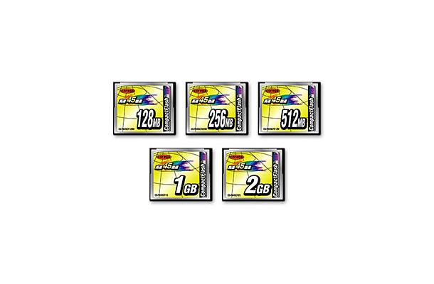 　コレガは、45倍速の読み書きが可能なコンパクトフラッシュ「FM45CF」（TYPE I準拠）シリーズを7月14日から順次発売する。