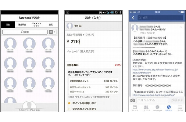 「Facebookで送金」利用イメージ