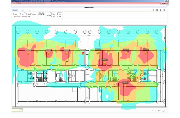 AirWaveによる庁舎内フロア電波状況管理画面