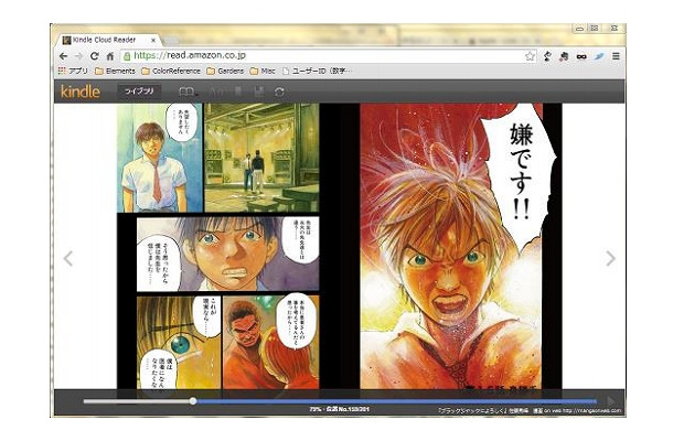 「Kindle Cloud Reader」利用画面