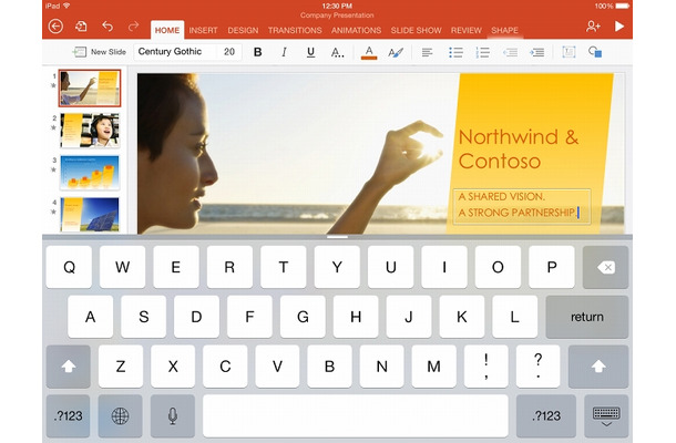 PowerPoint for iPadの画面