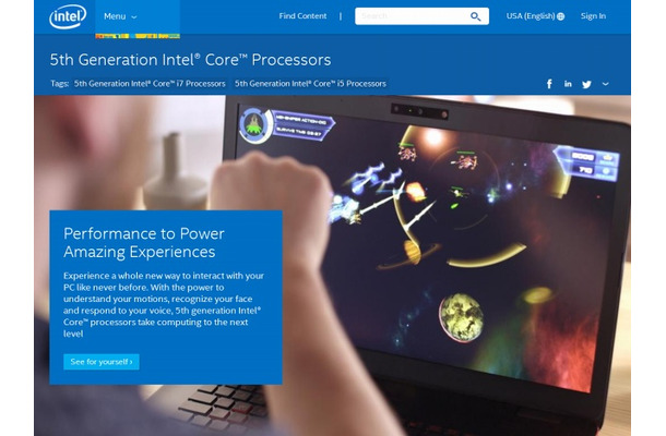 第5世代インテル Coreプロセッサー・ファミリーに関するページ
