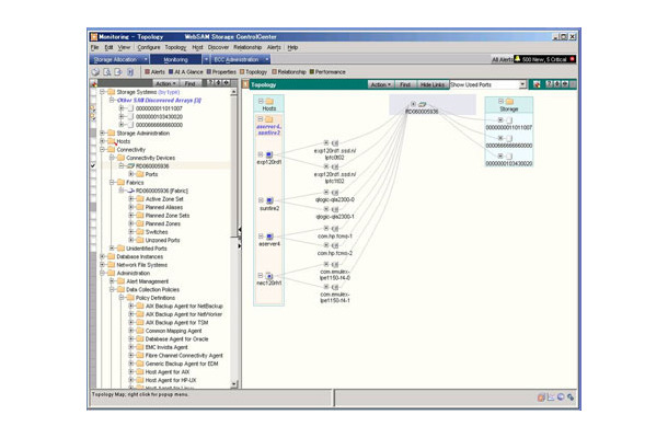 「WebSAM Storage ControlCenter」画面イメージ