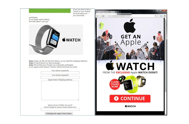 Apple Watchの不審サイトの例