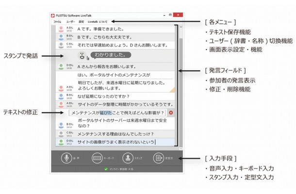 「LiveTalk」アプリの画面イメージ