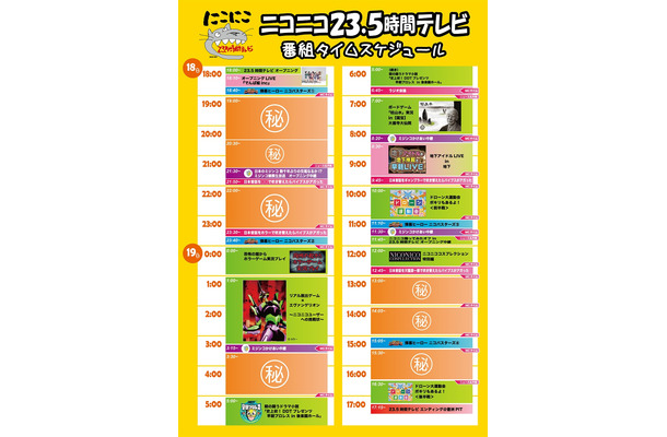 「ニコニコ23.5時間テレビ」タイムテーブル（予定）