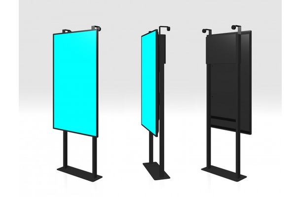 今回発表されたスタンド型高耐震型デジタルサイネージ。同社のwebページでは、さまざまな地域の大規模地震を再現した耐震試験の映像を公開している（画像はプレスリリースより）