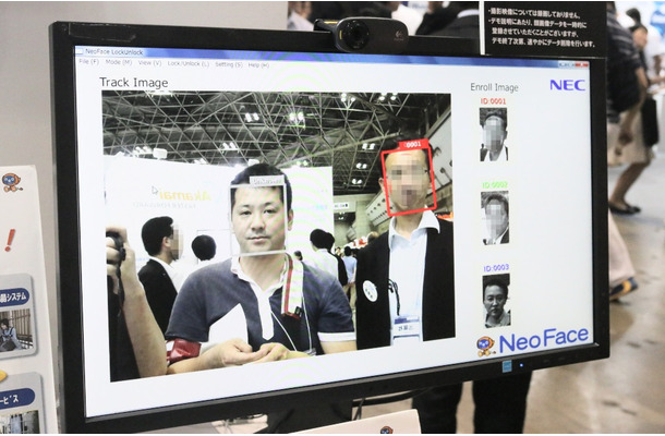 「情報セキュリティEXPO 春」でデモ展示されていた顔認証エンジン「NeoFace」。ユニバーサル・スタジオ・ジャパンや香港入国管理局でも本技術は採用されている（撮影：編集部）