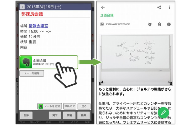 ジョルテとEvernoteが連携