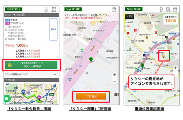 ナビタイム タクシー配車機能