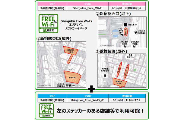 「Shinjuku Free Wi-Fi」提供エリア