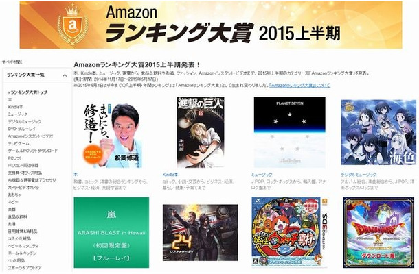 Amazonランキング大賞2015上半期