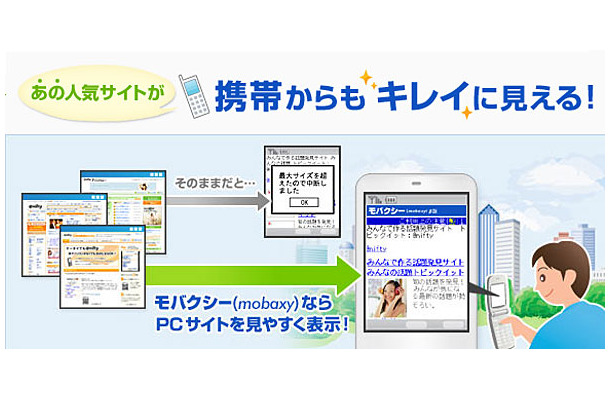 　ニフティは22日、携帯電話用PCサイト変換サービス「＠nifty モバクシーβ版」がイー・モバイルの「EMnet」端末に対応したことを発表した。