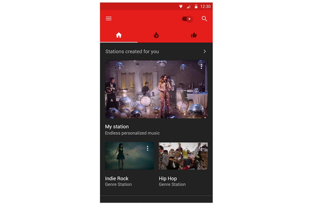 「YouTube Music」アプリ画面