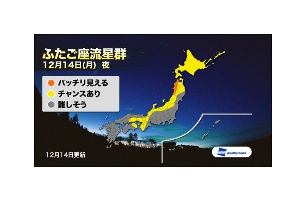 今年最後の流星群となる「ふたご座流星群」