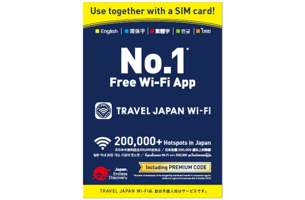 「TRAVEL JAPAN Wi-Fi」パッケージ（なかにコードを記載）